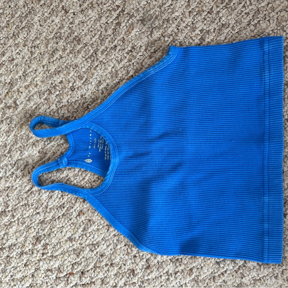 Blue Ribbed Tank Top